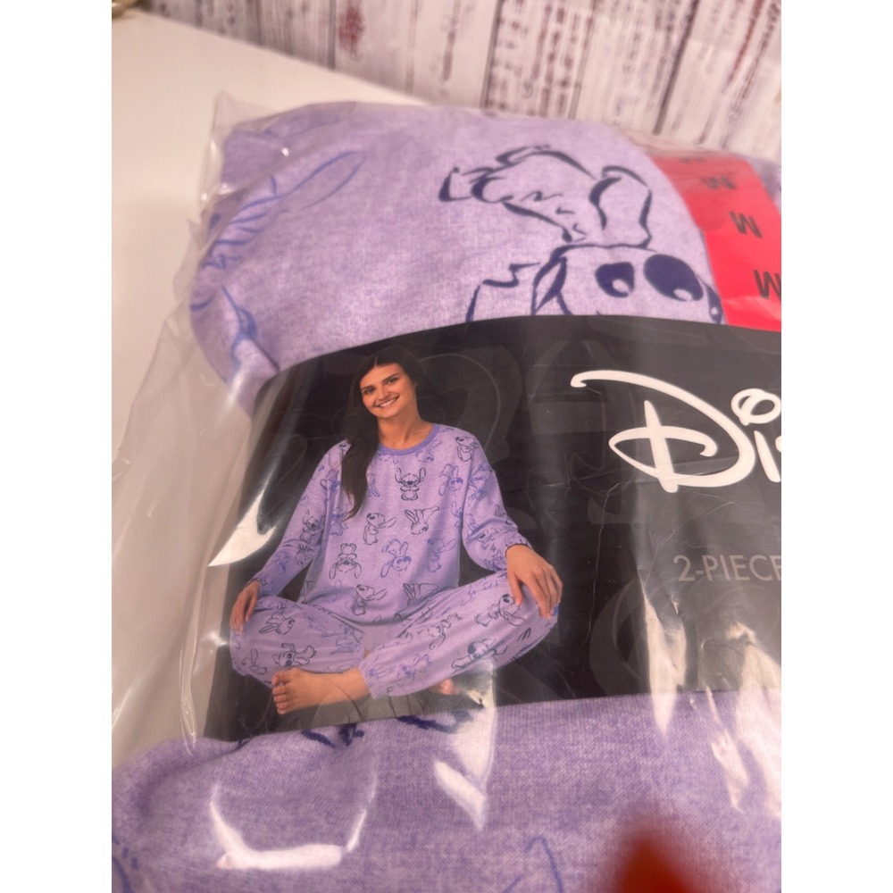 Disney Stitch Women's 2 Piece Cozy Pajama Lounge Set Purple Med